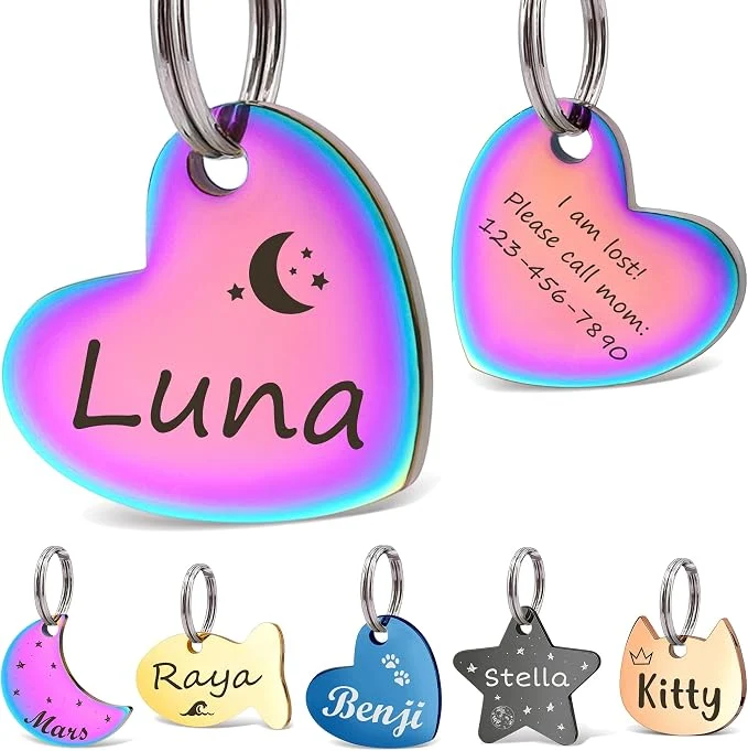 Environmentally Friendly Anavia Small Size Dog Cat ID Tags Small XS Personalized Color Plated Stainless Quality