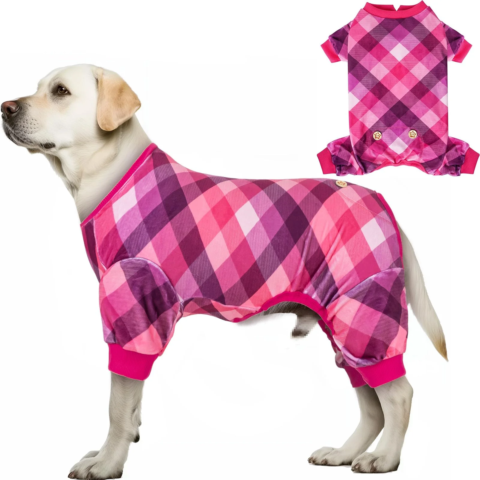 Exclusive KYEESE Dog Pajamas 2XL – Soft Lightweight Pink Velvet Onesie for Large Breeds Sophisticated