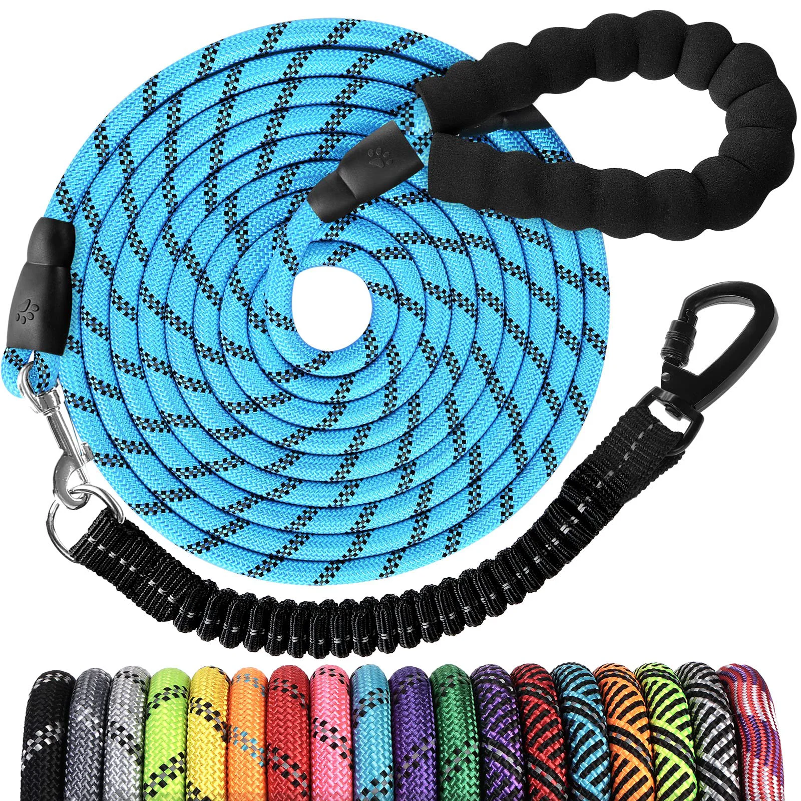 Premium Material Jenico Long Dog Leash 30 ft Heavy-Duty Rope Reflective Bungee Padded Handle Sophisticated