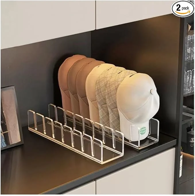 Pure Acrylic Baseball Cap Organizer Rack 2-Pack – Holds 14 Hats No Install Space Saving Display Stand for Closet Bedroom Entryway Clear About ThisOverview Powerful