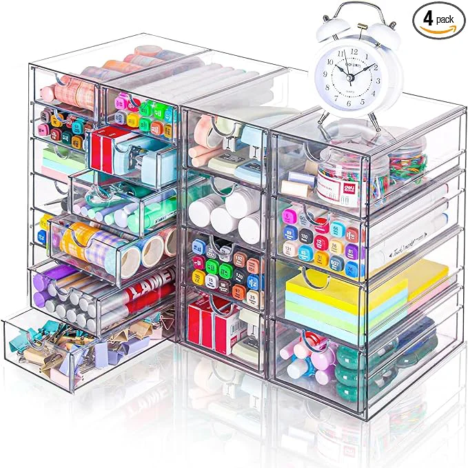 Practical Acrylic Organizer with Drawers 20 Drawers 4 Sets Desk Organizer and Storage Clear Makeup Organization For Office Art Supply Craft Storage and OrganizationAbout ThisOverview Enhanced