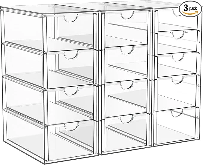 Premium Acrylic Makeup Organizer with 13 Drawers Bathroom Counter Organizer Acrylic Organizers Desk Organizer Office Supplies Storage Drawers for Cosmetic Pencil Coffee etc 3 PackAbout ThisOverview Casual