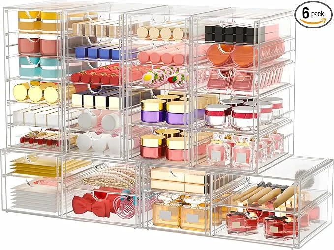Original Makeup Organizer Storage With 30 Drawers 6 Pcs Desktop Office Supplies Desk Organizers Clear Accessories Dustproof Drawer and for Make Up Jewelry Pen StationaryAbout ThisOverview Authentic