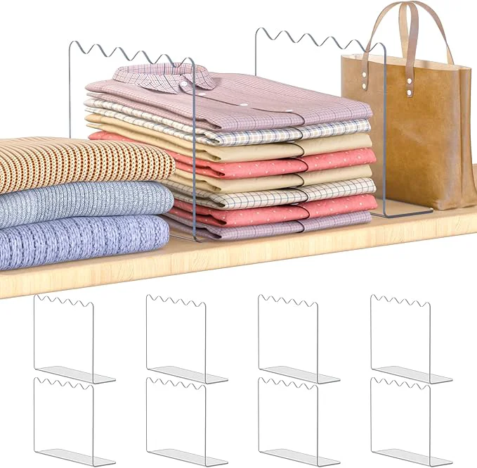 Crafted OKPOW Shelf Dividers for Closet Organization 10 Tall X 12 Deep Acrylic Clear Separators for Clothes Vertical Shelf Dividers Storage for Sweater Purse Handbag Shirts 8 PackAbout This First-Class