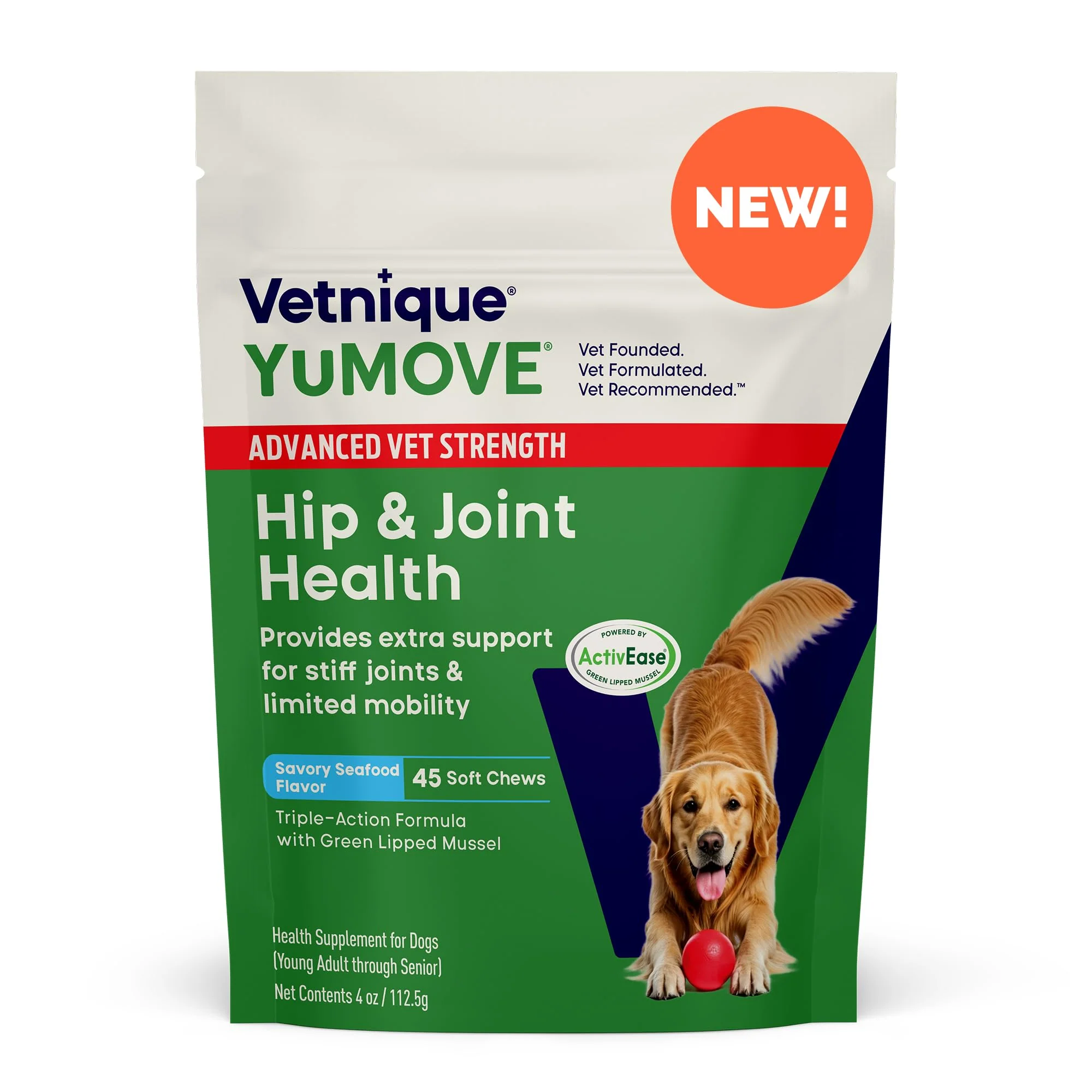 Practical YuMOVE Hip Joint Supplement for Dogs – Advanced Vet Strength Soft Chews with GLM Omega-3 Hyaluronic Acid Fine