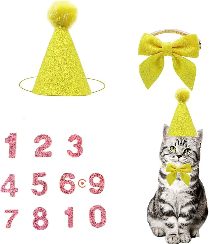 Expertly Made Christmas Pet Party Jazz Hat and Blingbling Bow Tie Breakaway Collar Set Soft