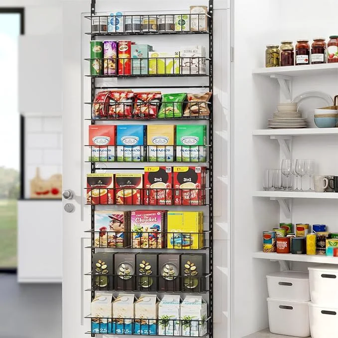 Certified 8-Tier Pantry Door Oragnizer Over The Door Pantry Organizer Rack and Storage Hanging Spice Rack Shelves Door Home Office Laundry Room Bathroom Kitchen Organization Essentials MetalAbout ThisOverview Enhanced