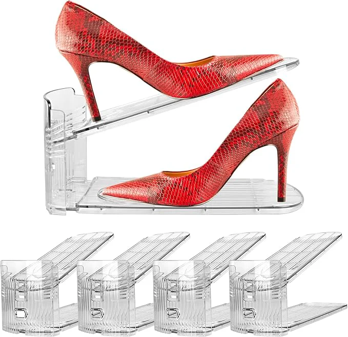 Sophisticated Yes Fresh Shoe Slots Organizer Boutique Display Style Shoe Stacker for A Pair of Shoes Separable Shoe Rack for Closet Organization 3 Adjustable Narrow Shoe Rack Clear 4 Pack About ThisOverview Refined