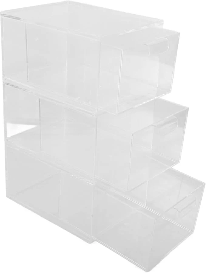 Prestigious jojofuny 3Pcs Clear Stackable Drawer Organizer Versatile Makeup Storage Bins for Easy Access to Cosmetics and Daily Items Space Saving Transparent Design for Home and VanityAbout ThisOverview Soft