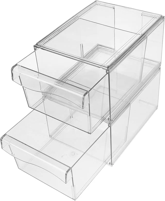 Detailed Happyyami 2pcs Acrylic Drawer Organizer with Detachable Design Stackable Cosmetic Storage Box with Drawer for Makeup Bathroom and Office Supplies Versatile Desktop Organizer for ItemsAbout ThisOverview Refined