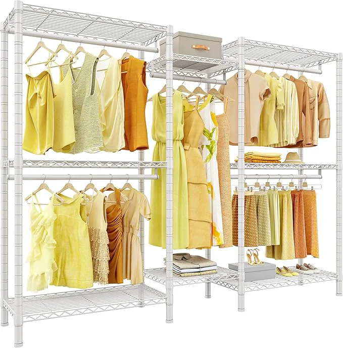 Expertly Made Raybee Clothes Rack Clothing Racks for Hanging Clothes Heavy Duty Adjustable Garment Rack with Shelves rolling clothes rack Max Load 905LBS 75 W x 77 H x 17.8 D WhiteAbout ThisOverview Sustainable