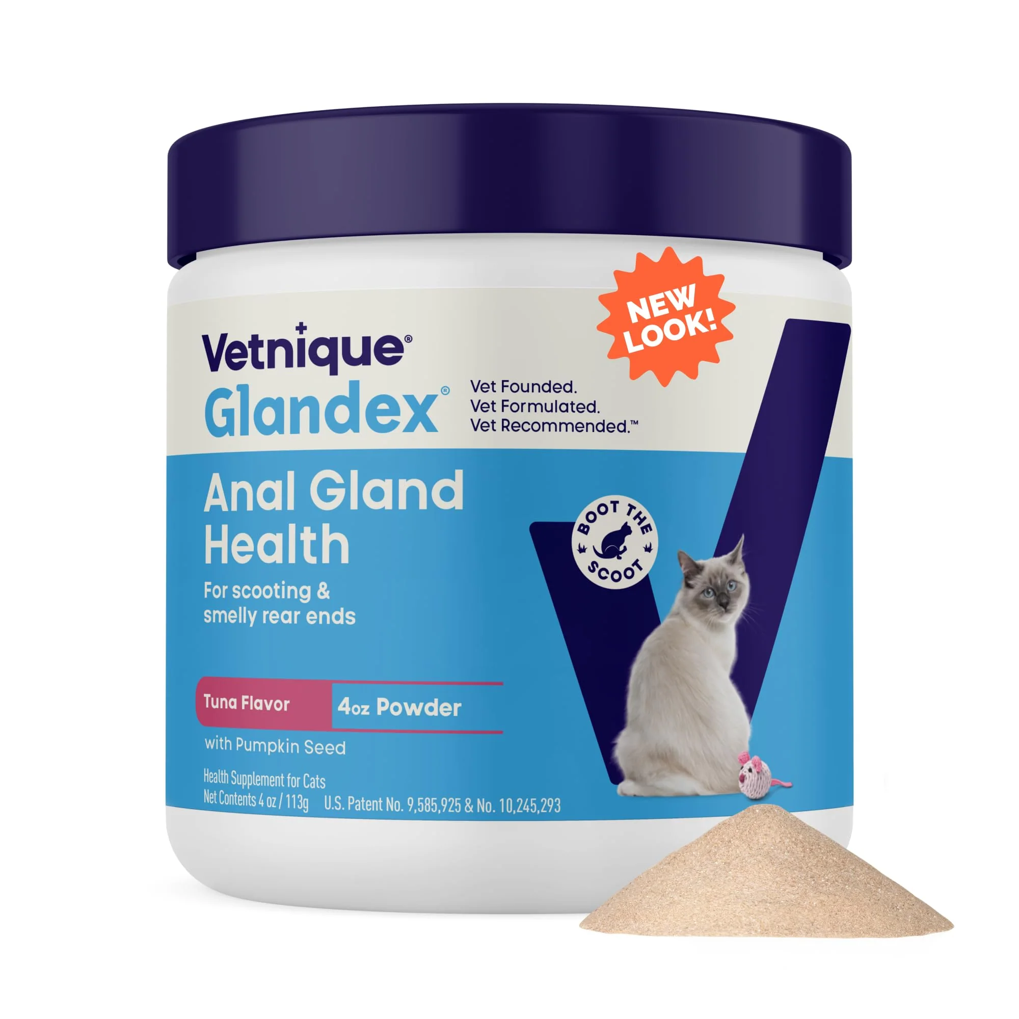 Stylish Vetnique Glandex Feline Anal Gland Daily Probiotic Powder for Cats – Tuna Flavor 4oz Refined