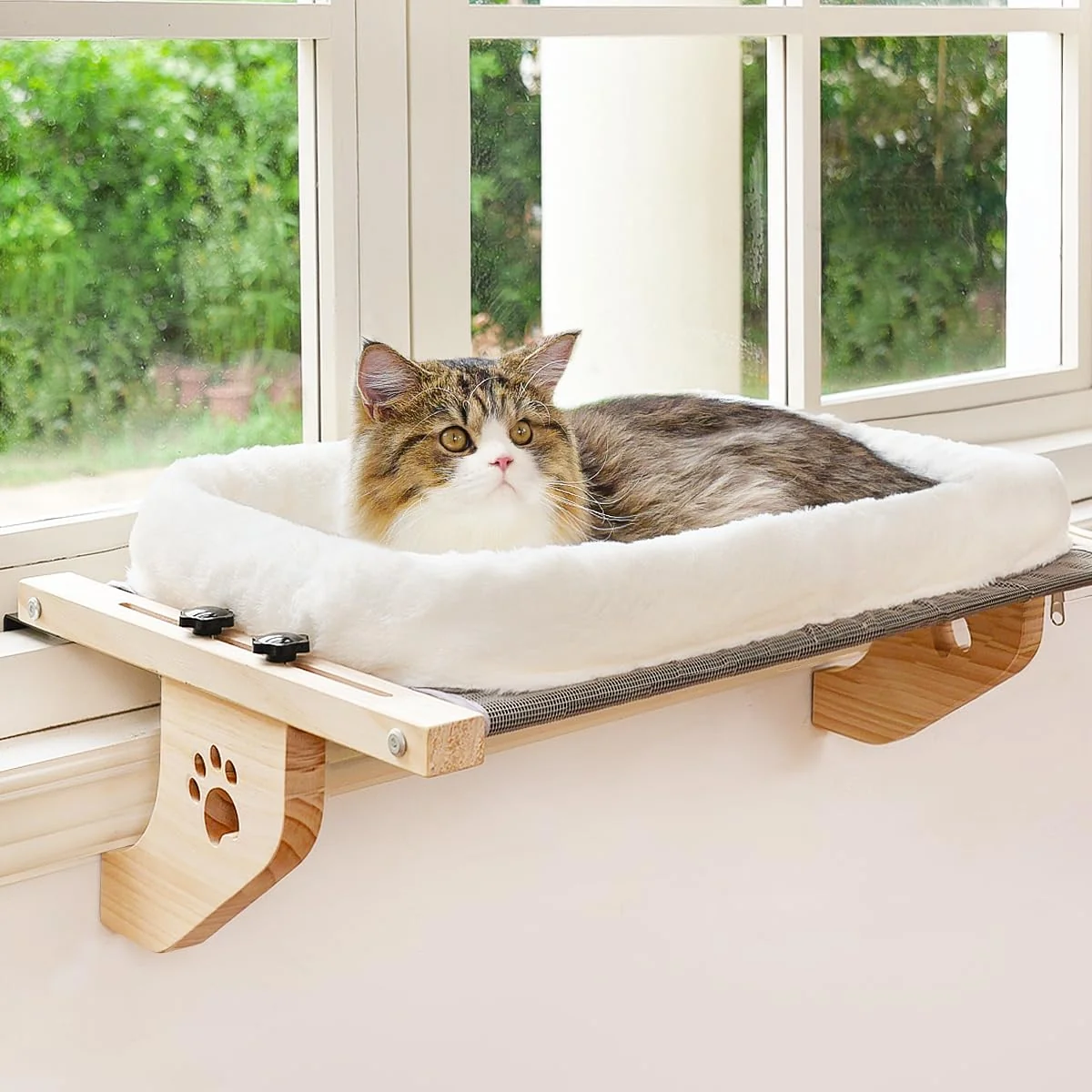 Classic AMOSIJOY Cat Sill Window Perch — Sturdy Hammock Seat with Cushion Bed Cover L Optimized