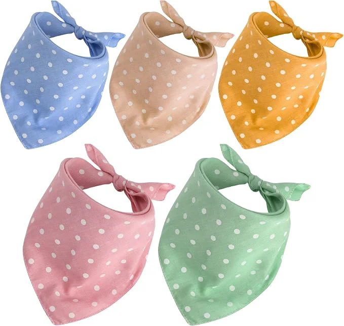 Fine 5 Pieces Dog Bandana Pet Summer Bandana Point Kerchief Dog Washable Scarf Soft Top-Quality