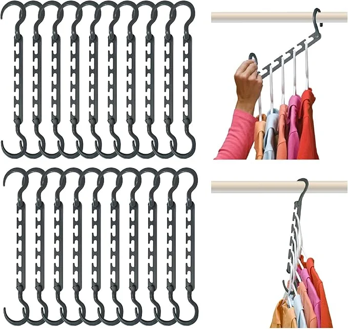 Clean Wonder Hanger Max 20-Pack Space Saving Hangers Reinforced Hooks Swivels 360° Cascading Hanger College Dorms Storage Closet Organizer Fully Assembled – GreyAbout ThisOverview Elite
