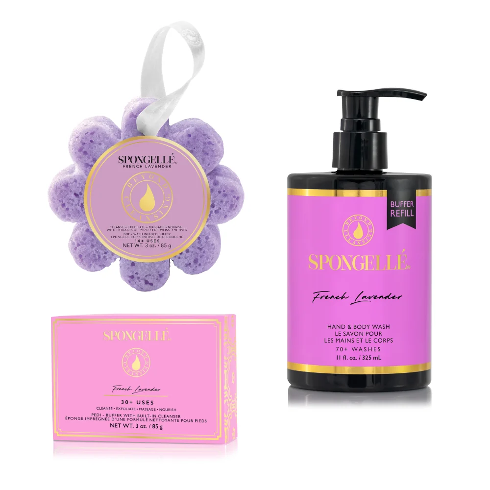 Modern French Lavender Wild Flower Pedi Buffer and Body Wash Refill Set Original