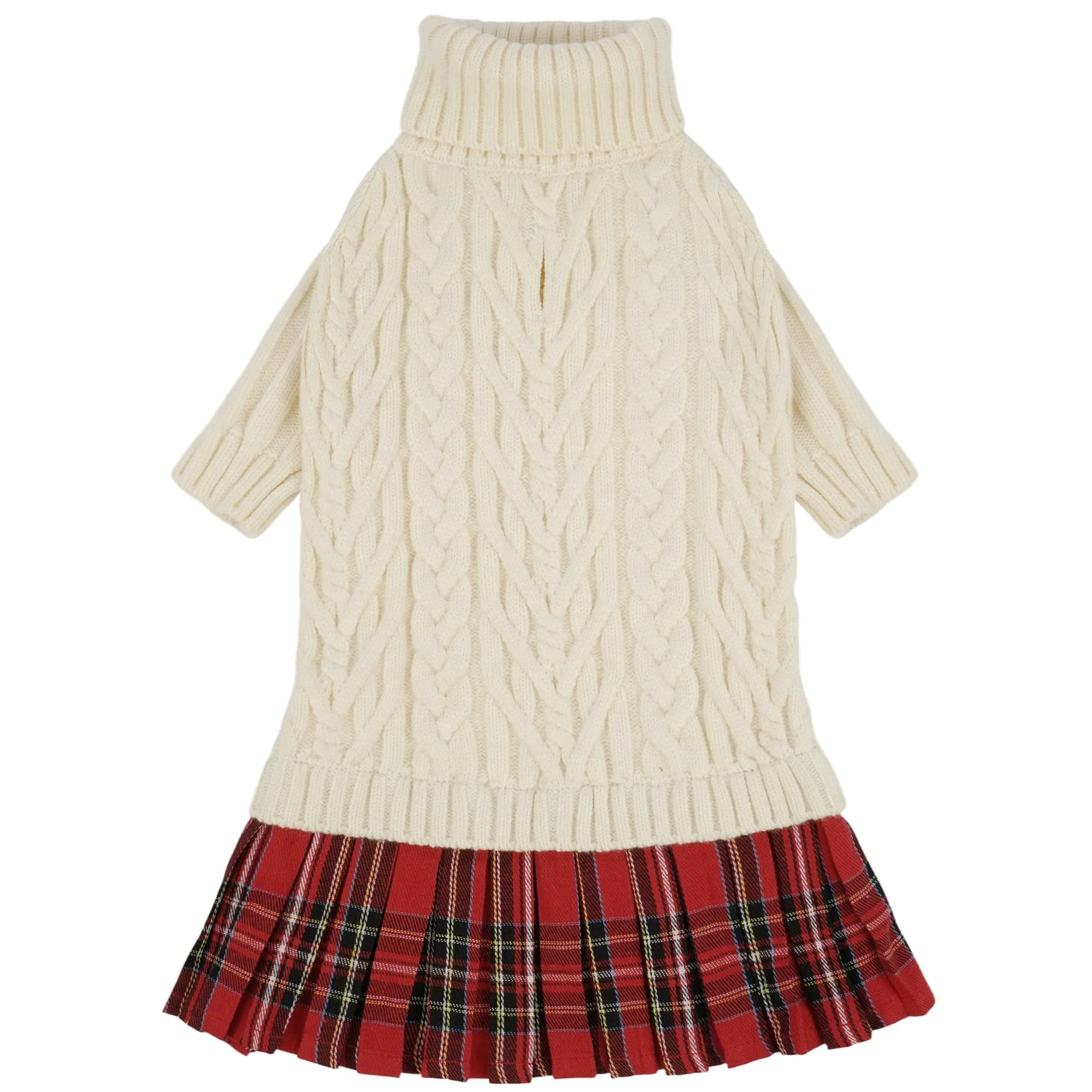 Excellent IECOii Girl Dog Sweater Dress – Cable Knit Christmas Outfit for Small Dogs Beige Medium Consistent