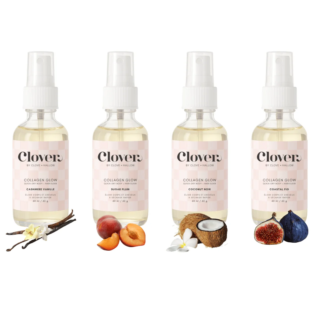 Exceptional Collagen Glow Collection Set of 4 Perfumed Quick-Dry Body Hair Elixirs Functional