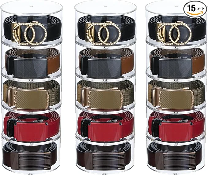 Expertly Made Acrylic Belt Organizer 15 Layer Belt Holder for Closet or Drawer Display for Men s and Women s Belts Jewelry and WatchesAbout ThisOverview Premium Material