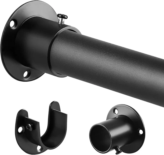Pure Heavy Duty Closet Rods for Hanging Clothes Metal Black 1.3 Inch Diameter Closet Rods 17-63 Inch Adjustable Clothes Hanging Bar Shower Curtain Rods for Closet Wardrobes Bathrooms WindowsAbout ThisOverview Convenient