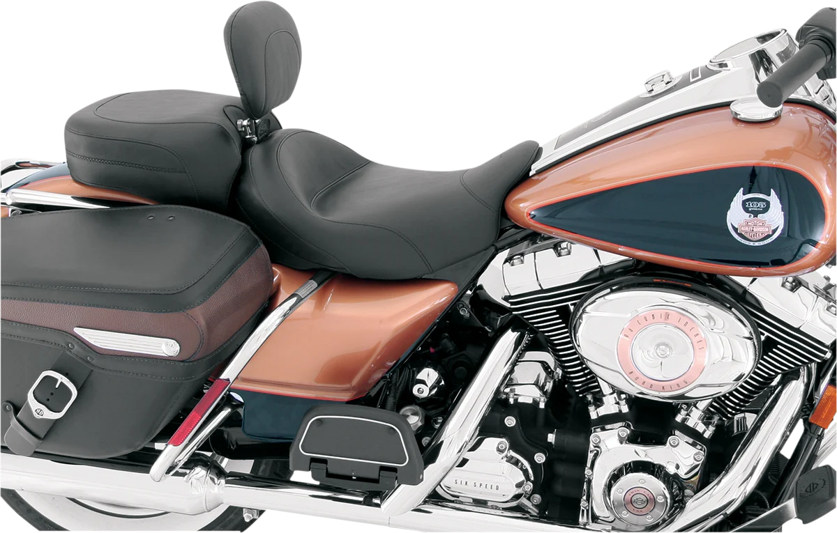 Sophisticated MUSTANG Wide Solo Seat – With Backrest – Vintage – Black – Smooth – FL ’08 79600 Enhanced