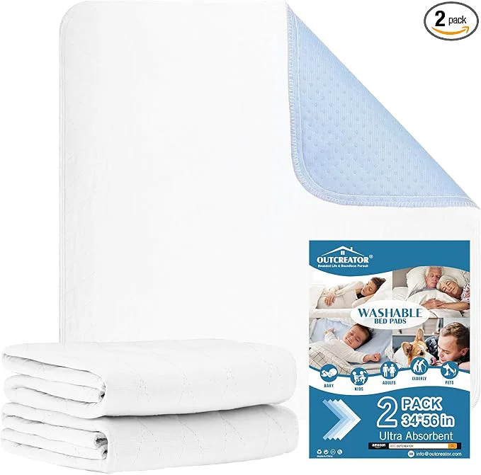 Natural OUTCREATOR® Washable Bed Pads 34 x 56 Incontinence Mattress Protector Unique
