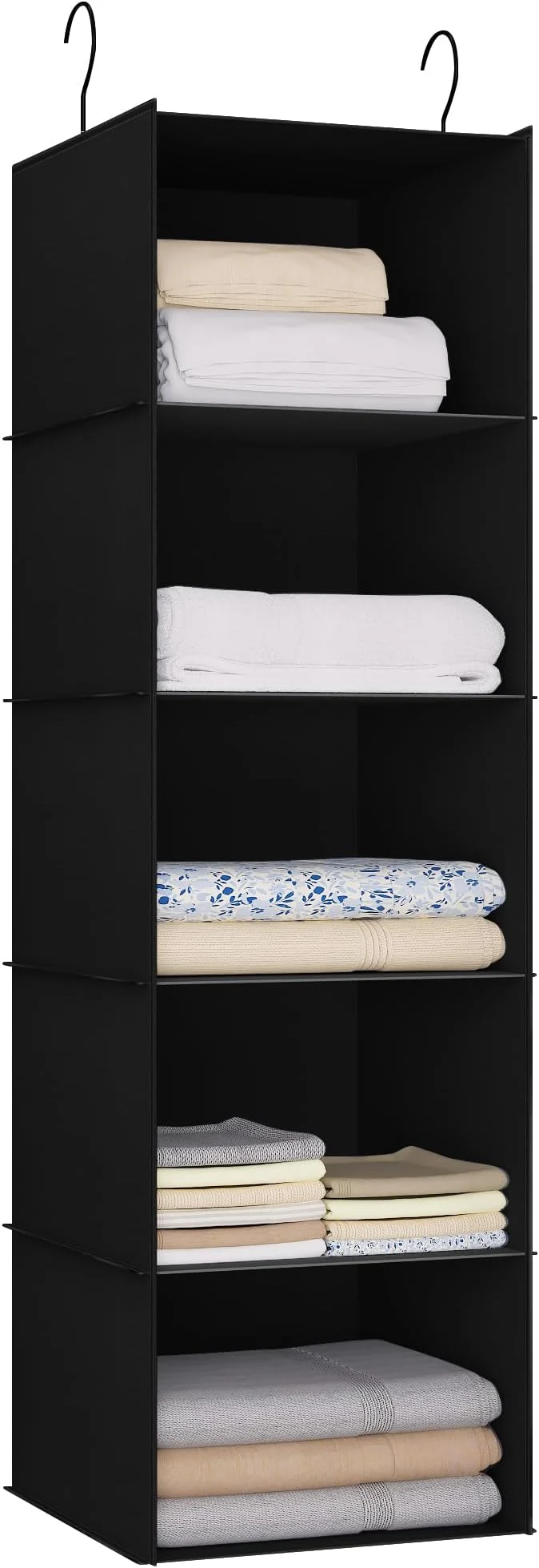 Green Hanging Closet Organizer and Storage 5-Shelf Easy Mount Foldable Hanging Closet Wardrobe Shelves Clothes Handbag Shoes Accessories Storage Washable Oxford Cloth Fabric BlackAbout ThisOverview Trusted