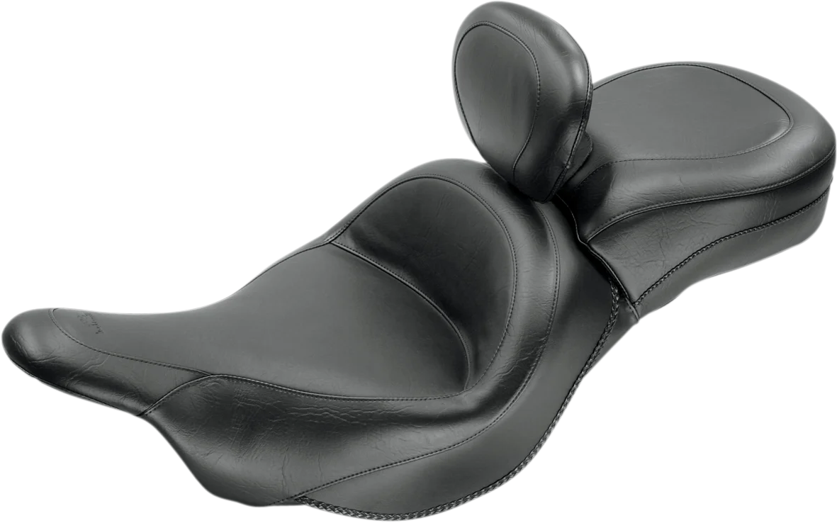 Powerful MUSTANG Seat – Vintage – Wide – Touring – With Driver Backrest – One-Piece – Smooth – Black – Vulcan 79631 Convenient