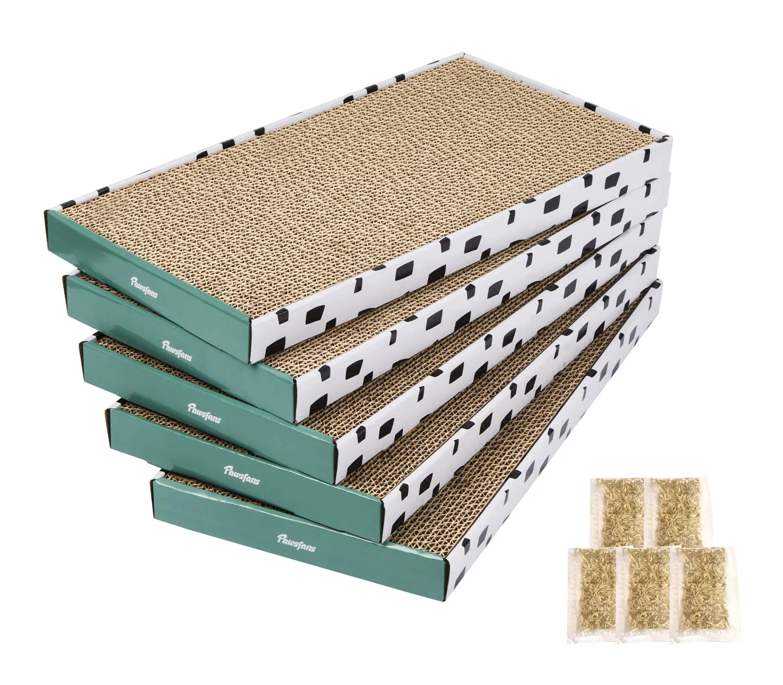 Casual PAWSFANS Cat Scratcher Cardboard Pad – 5 Pack Reversible Catnip Included Exclusive