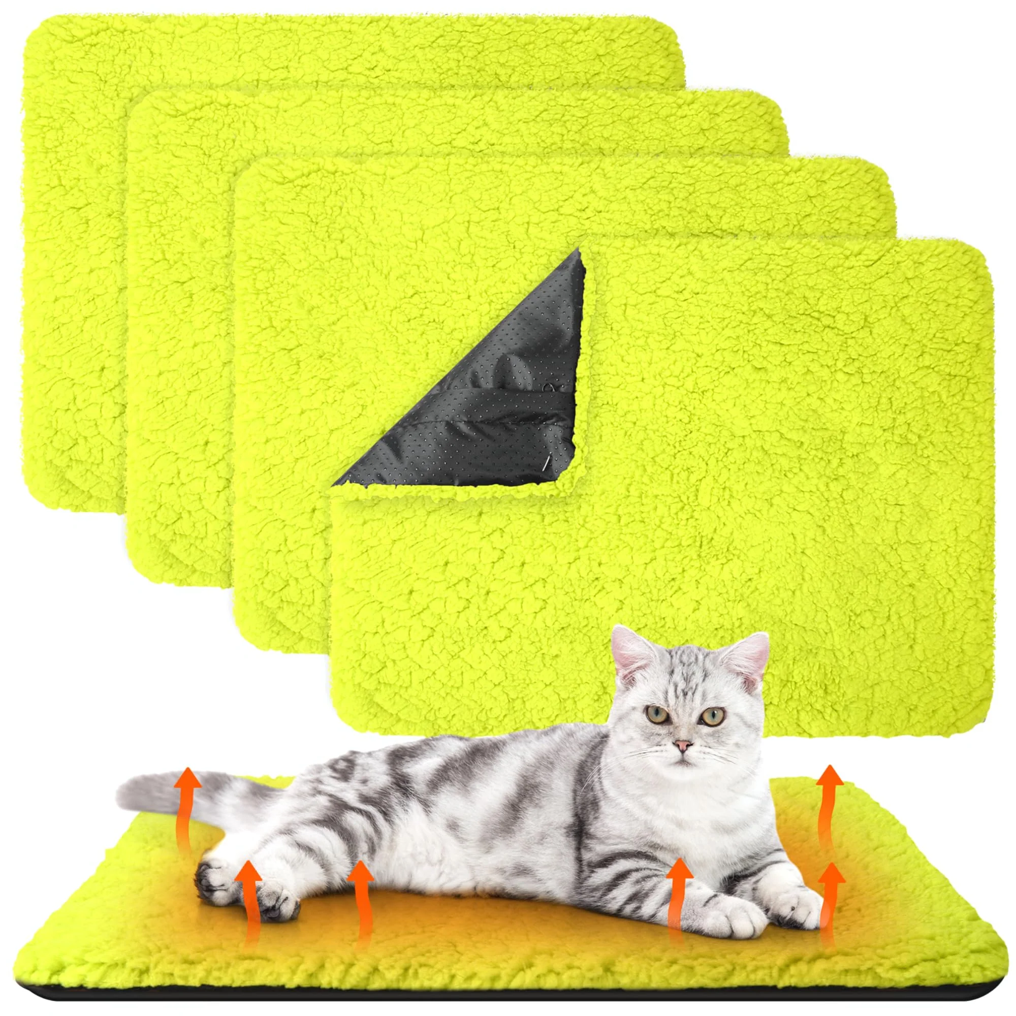 Breathable Drydiet 4 Pack Self-Warming Cat Pads – 16×20 in Plush Washable Sophisticated