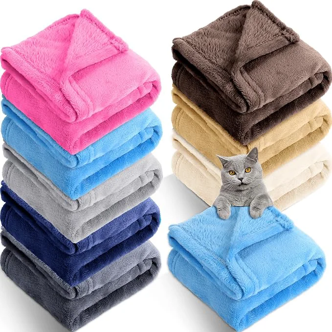 Refined 8 Pieces Pet Blanket Soft Fleece Warm Sleep Mat Efficient