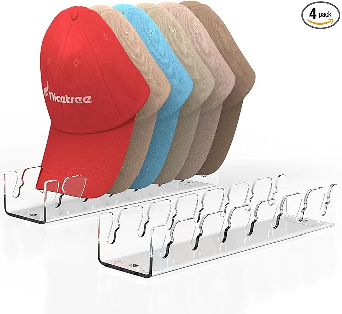 Traditional Nicetree Hat Organizer for Baseball Caps 4 Pcs No Install Acrylic Hat Racks for 28 Baseball Caps Storage Hat Stand for Caps Display and Organizer for Dresser Bedroom Closet OfficeAbout ThisOverview Relaxed