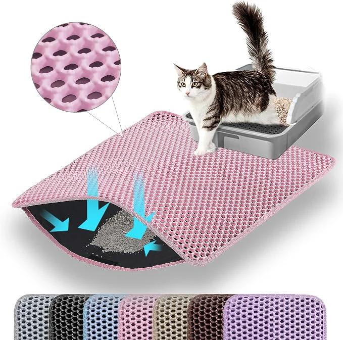 Optimized Small Cat Litter Mat 20×14 Double Layer Honeycomb Cat Litter Box Mat Organic
