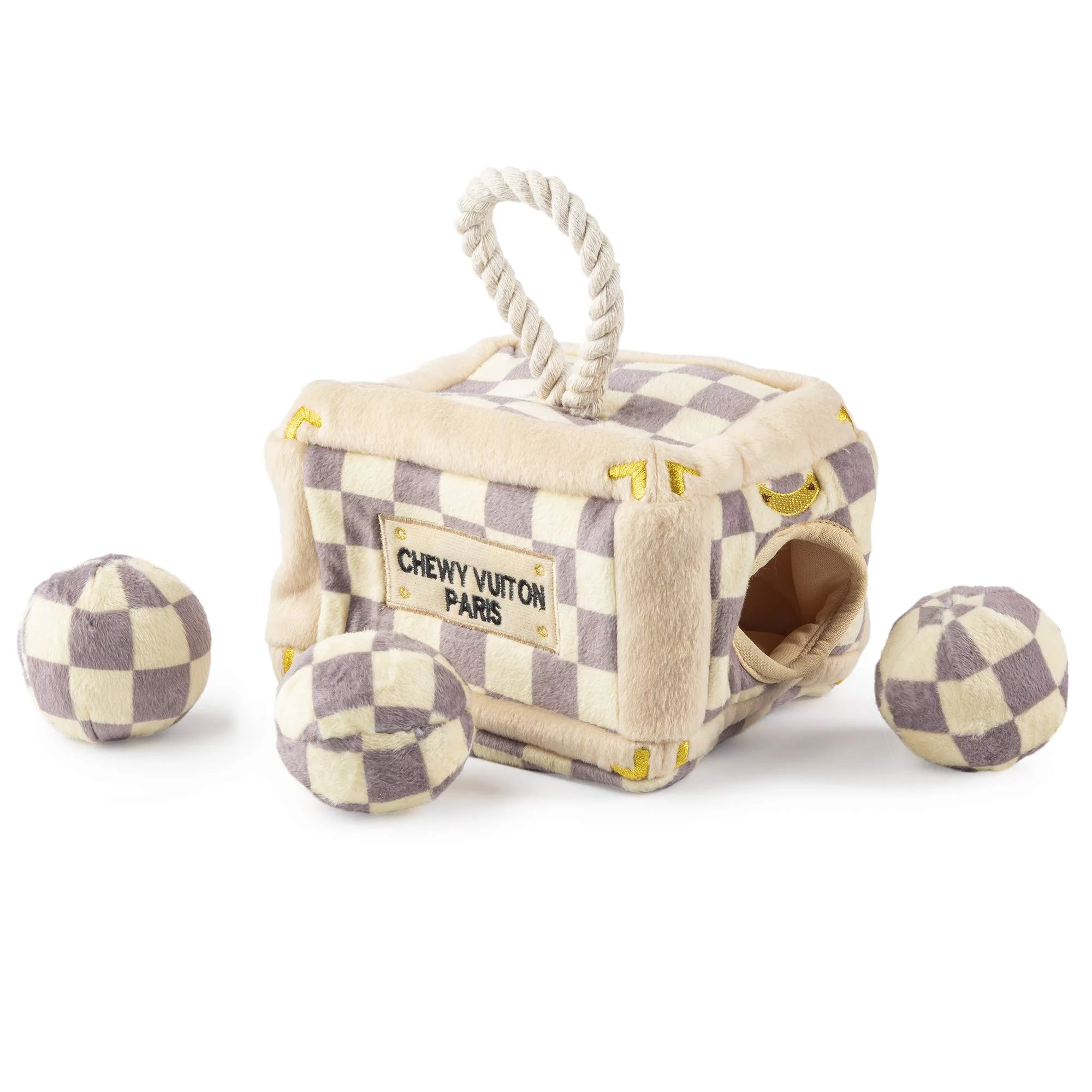 Top-Quality Haute Diggity Dog Checker Chewy Vuiton Trunk Plush Toy with Squeaker Healthy