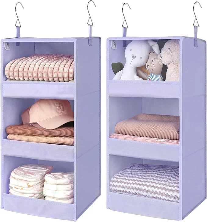 Flexible GRANNY SAYS 3 Shelf Hanging Closet Organizers and Storage Collapsible Closet Storage Organizer with 2 Metal Hooks Leak-Proof Hanging Shelves for Closet Dorm Room Nursery 2 Pack PurpleAbout ThisOverview Functional