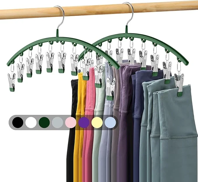 Prestigious Legging Organizer for Closet Metal Yoga Pants Hangers 2 Pack w 10 Clips Holds 20 Leggings Space Saving Hanging Closet Organizer w Rubber Coated Closet Organizers and Storage GreenAbout ThisOverview Effective