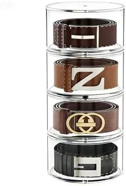 Premium FEMELI Belt Organizer Acrylic Belt Storage Holder for Closet Drawer 4-Layer Stackable Display Case for Belts Watches Jewelry and TiesAbout ThisOverview Innovative
