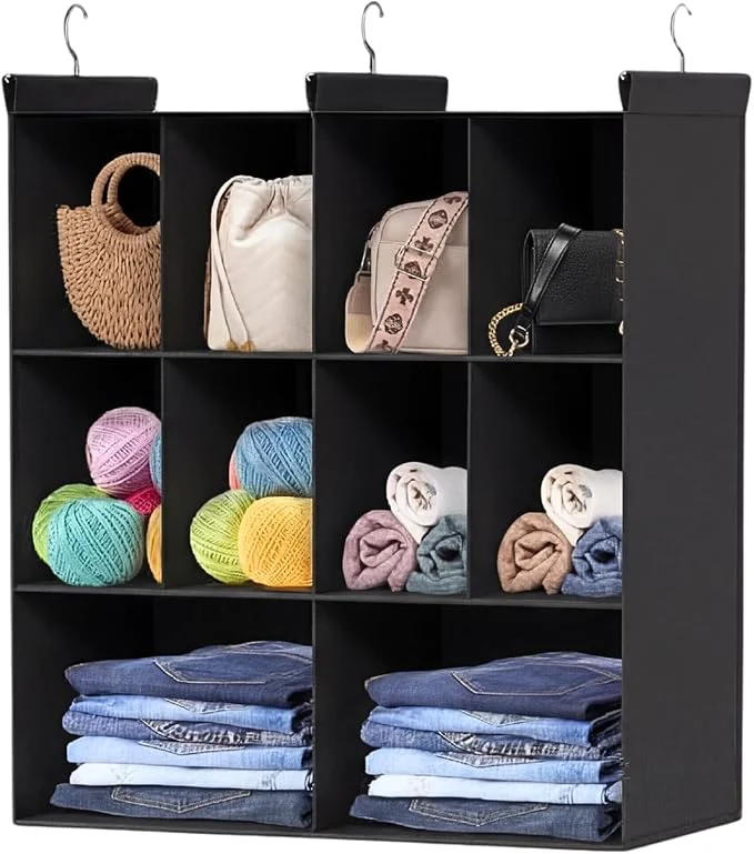 Original Design Ofiray-home 3 Tier Hanging Closet Organizer 10 Compartments Sweater Organizer for Closet with 3 Sturdy Hooks Closet Organizers and Storage Wardrobe Rv Garment Rack BlackAbout ThisOverview Premium