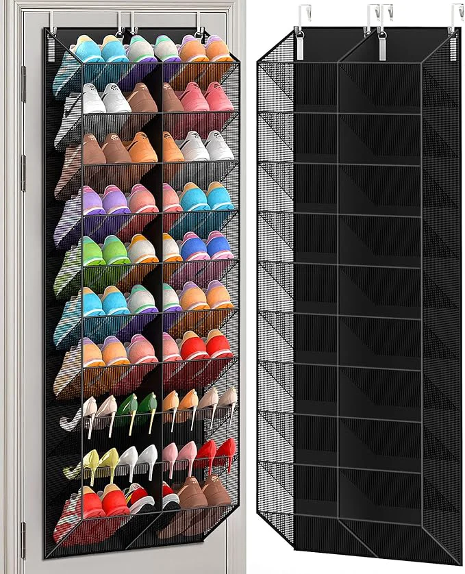 Responsible 30 Pairs Over the Door Shoe Organizer Breathable Mesh Pocket Hanging Shoe Storage for Closet 10-Tier Door Shoes Rack Handing Shoes Holder Fit All the Family’s Sneakers Boots Heels BlackAbout ThisOverview Green