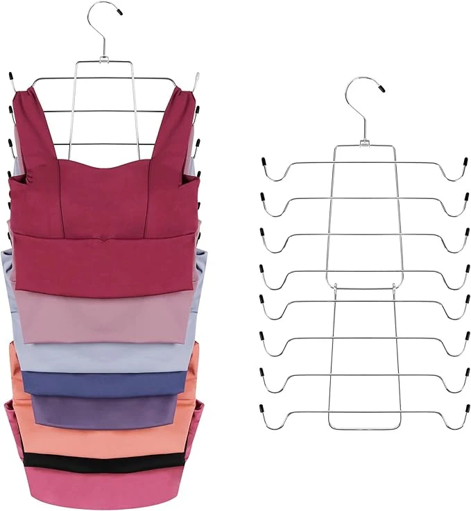 Refined ZEDODIER 3 Pack Tank Top Hanger Space Saving Bra Hangers for Closet Organizer Hanging Bra Organizer Tank Tops Holder with 24 Hooks Metal Closet Organizers and Storage Small Space Solutions SilverAbout ThisOverview Certified