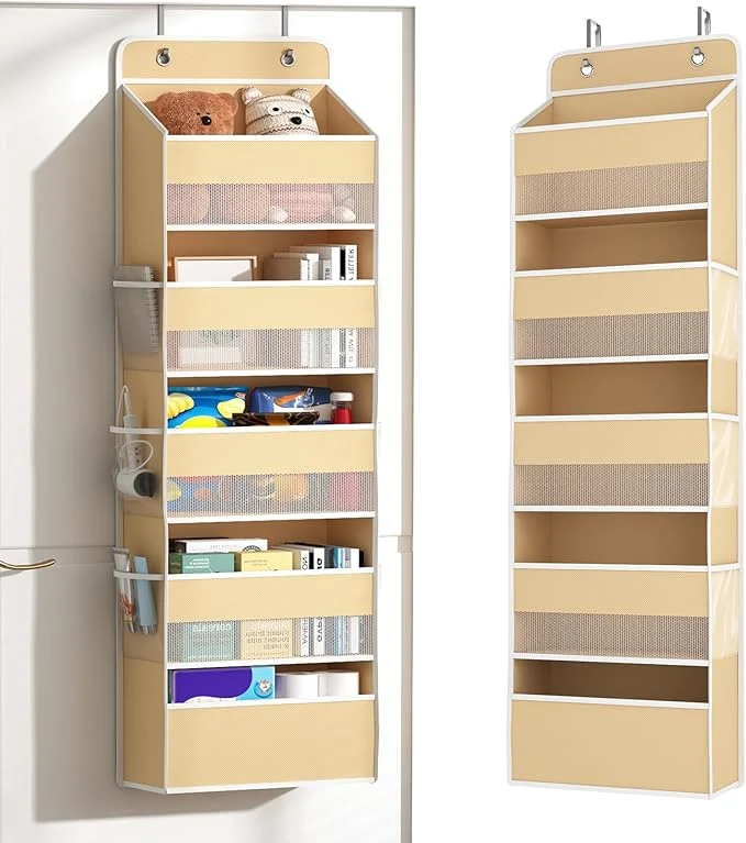 Enhanced 1 Pack 5-Tier Over the Door Organizer Heavy-Duty Large Deep Pocket Hanging With 5 Large Front 6 Side Pockets With for Pantry Kitchen Bathroom Dorm BeigeAbout ThisOverview Exceptional