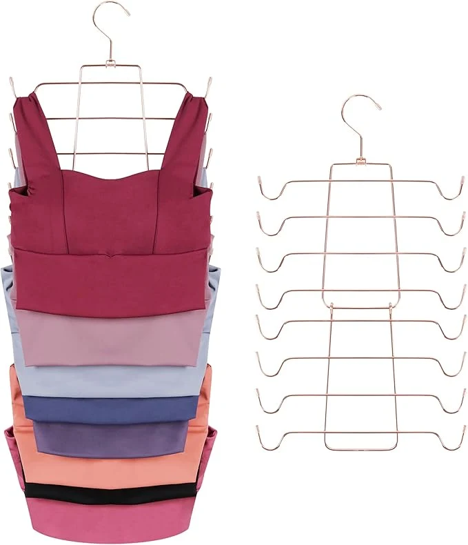 World-Class ZEDODIER 2 Pack Tank Top Hanger Space Saving Bra Hangers for Closet Organizer Hanging Bra Organizer Tank Tops Holder with 16 Hooks Closet Organizers and Storage Small Space Solutions Rose GoldAbout ThisOverview Smart