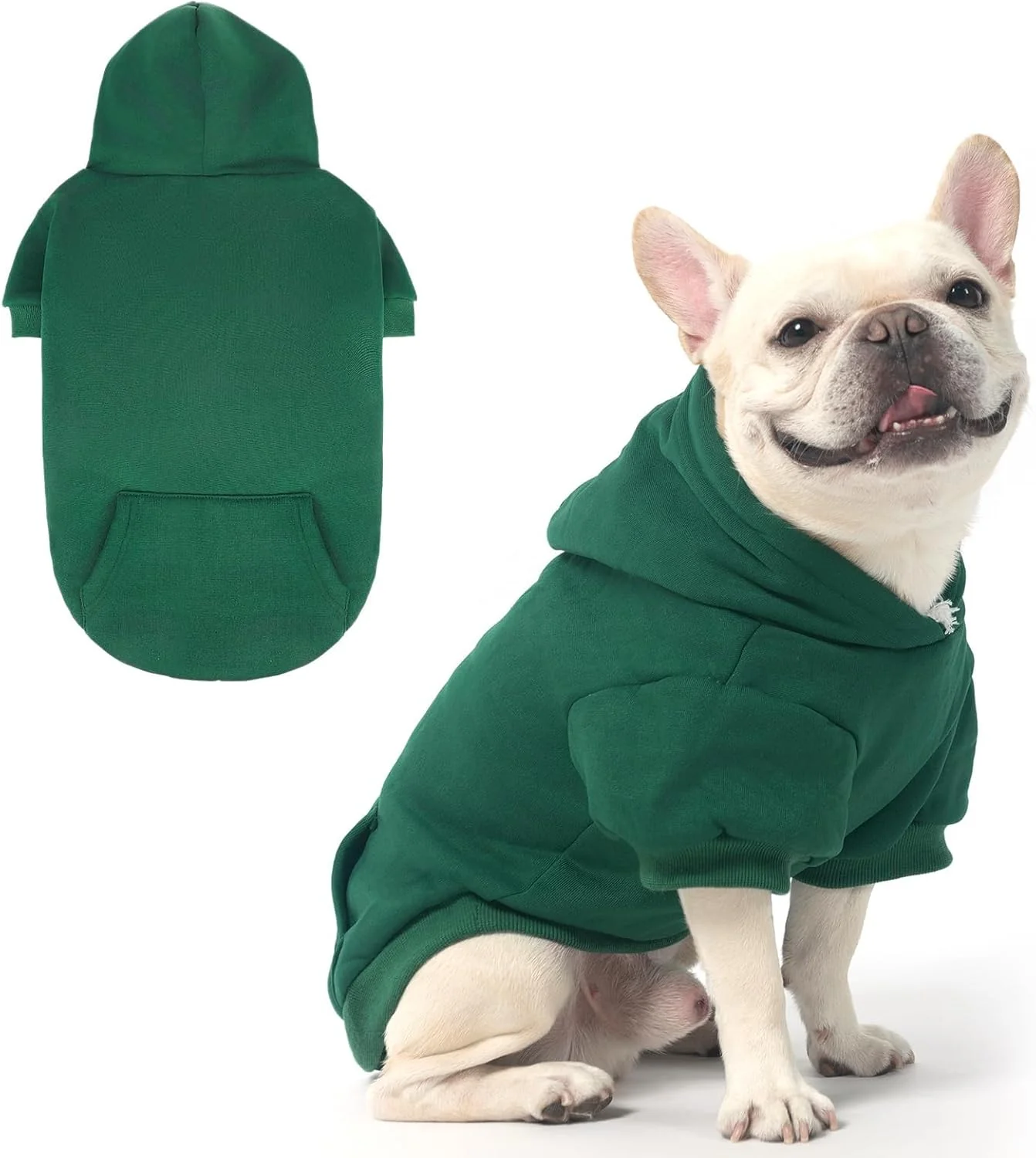 Smart KOOLTAIL Basic Dog Hoodie – Soft Warm Dog Hoodie Sweater with Leash Hole and Pocket Dog Winter Coat Cold Weather Clothes Sweatshirt for Small Medium Large Dogs Puppy Cat Boys Girls Deep Green L Contemporary