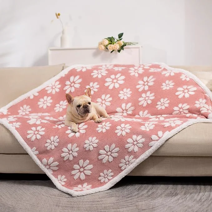 Clean Waterproof Blanket for Dog Cat or Adult Cute 3D Textured Flower Dog Blanket Contemporary