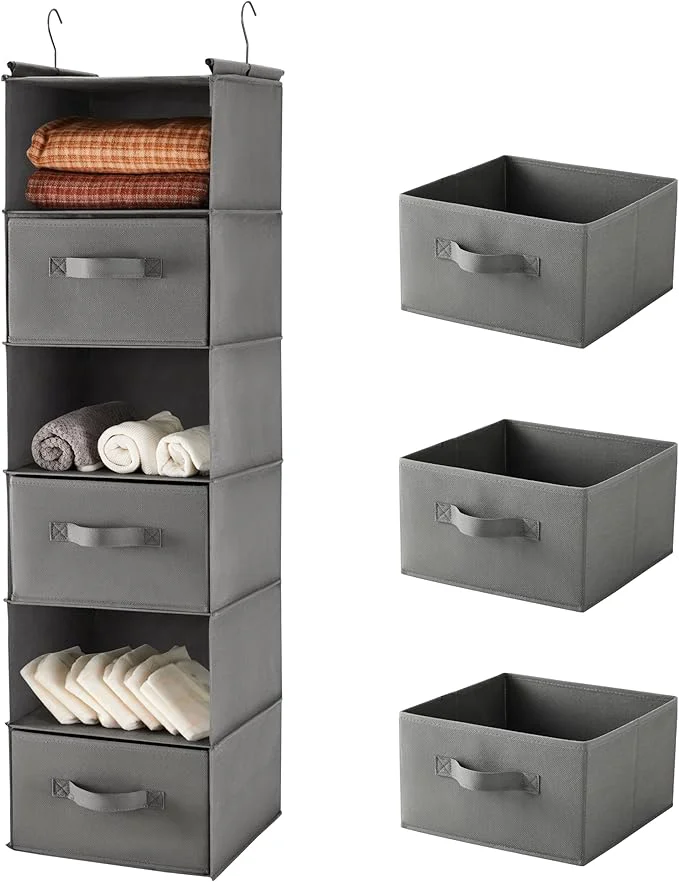Casual MAX Houser 6 Tier Shelf Hanging Closet Organizer Closet Hanging Shelf with 2 Sturdy Hooks for Storage Foldable Grey-D3 About ThisOverview Official