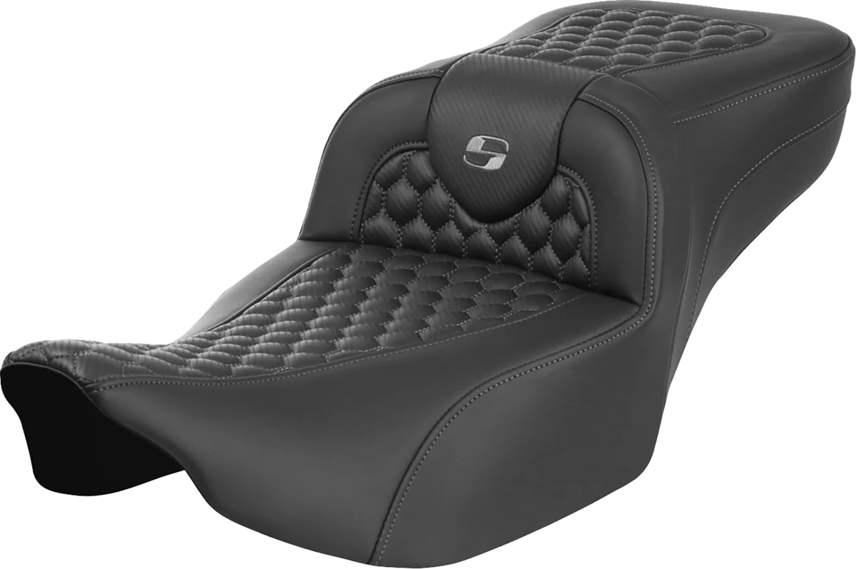 Organic SADDLEMEN Roadsofa Extended Reach Seat – without Backrest – Honeycomb – Dark Gray Stitch – FLTR FLHX ’23-’24 823-07-19002 First-Class