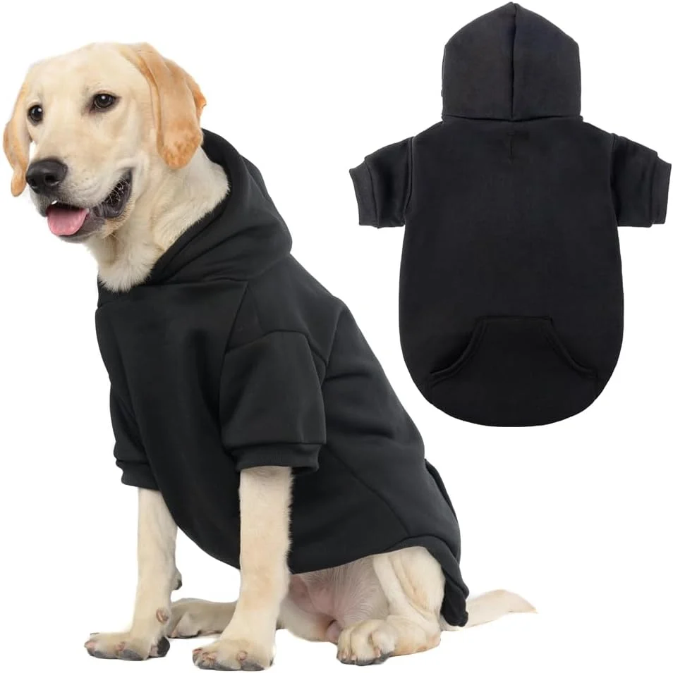 Elite KOOLTAIL Basic Dog Hoodie – Soft and Warm Dog Hoodie Sweater with Leash Hole and Pocket Dog Winter Coat Cold Weather Clothes Sweatshirt for Small Medium Large Dogs Puppy Cat Boys Girls Black L Environmentally Friendly