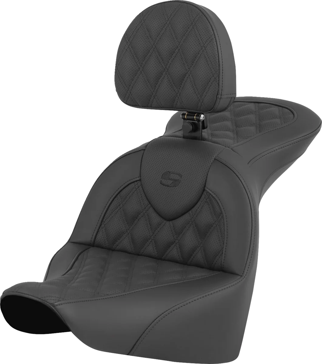 Smart SADDLEMEN RoadSofa Seat – Lattice Stitch – with Driver Backrest – FLFB FXBR ’18-’24 818-27-182BR Pure