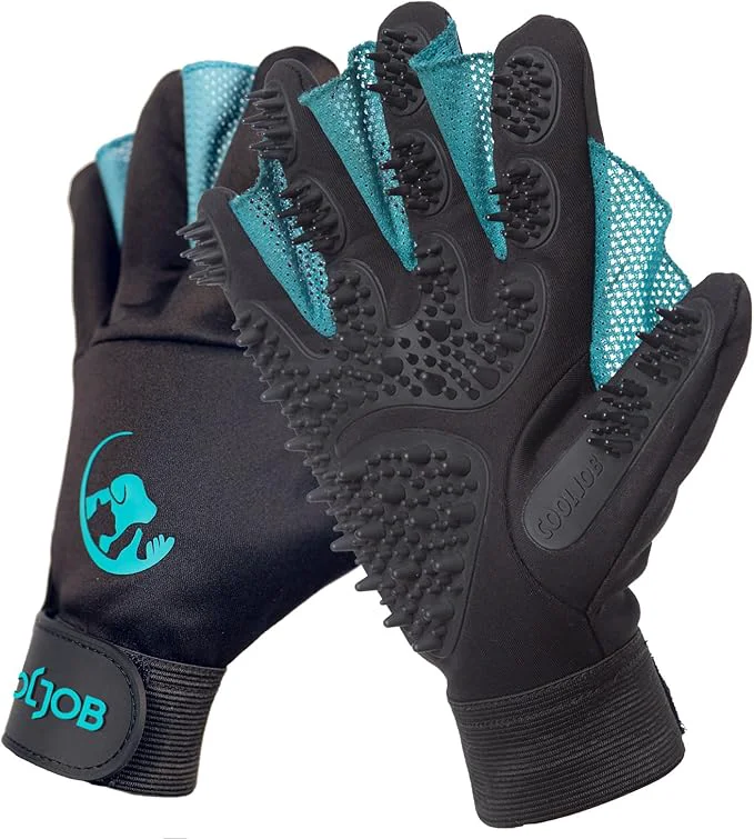 Secure COOLJOB Patented Pet Grooming Gloves Exclusive
