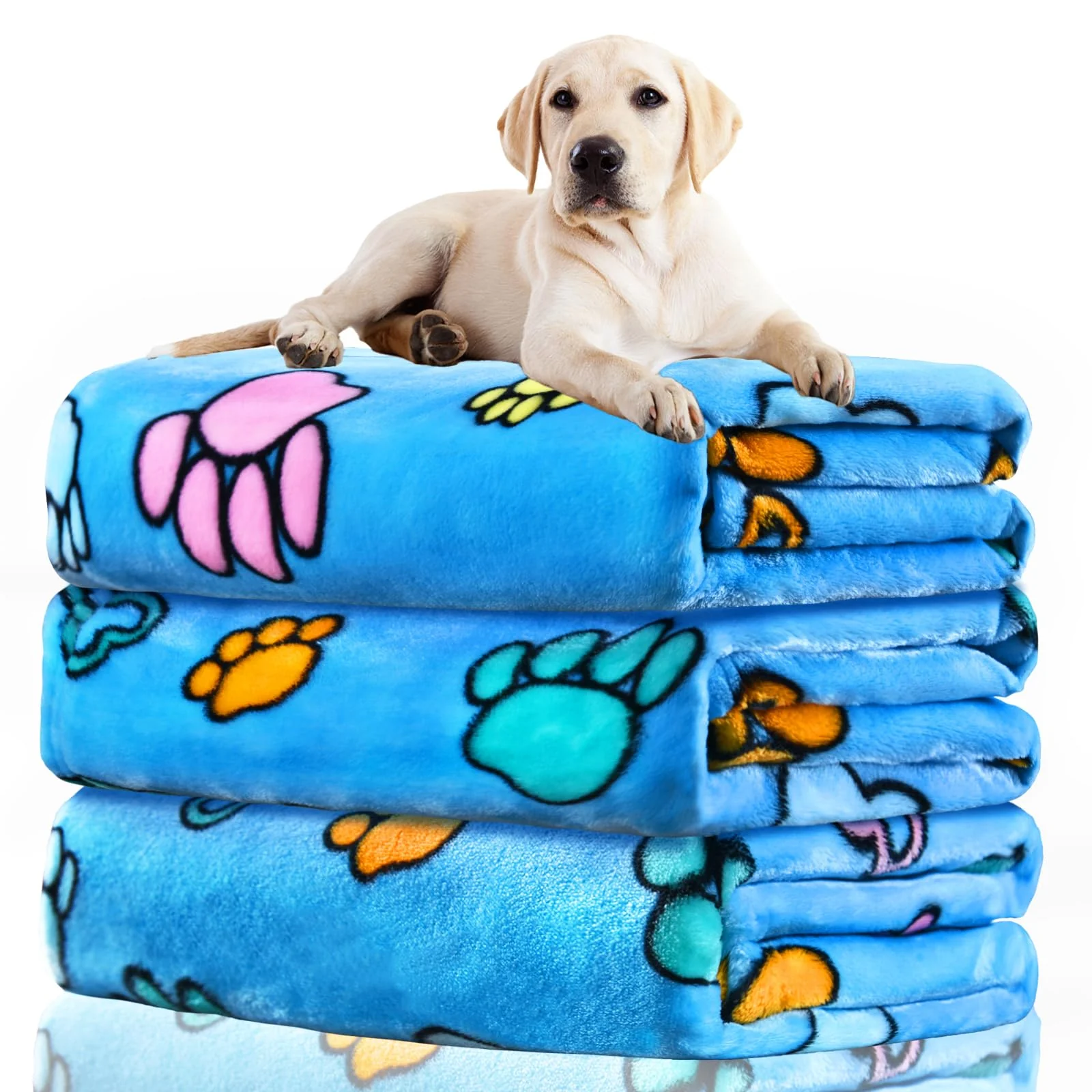 Selected Rezutan Soft Fuzzy Dog Blankets 3-Pack – Large Medium Cat Sizes Reversible Blue Flannel Exclusive